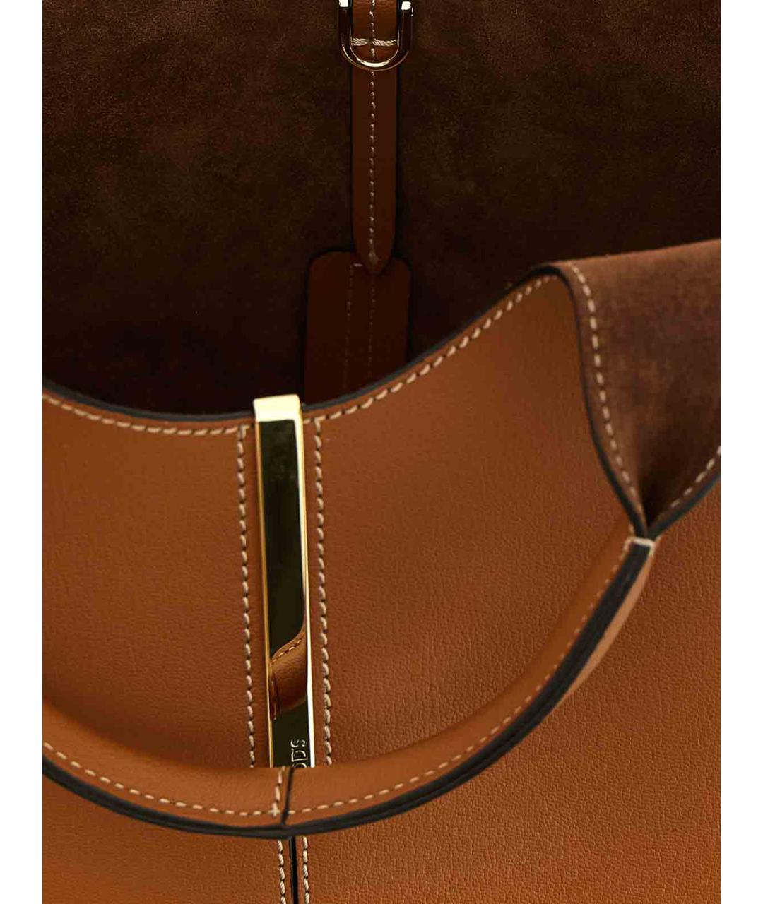 TOD'S Коричневая кожаная сумка тоут, фото 4