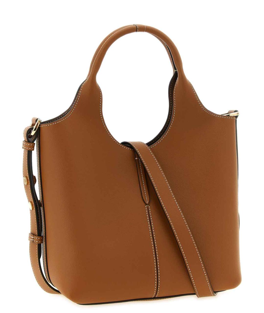 TOD'S Коричневая кожаная сумка тоут, фото 2