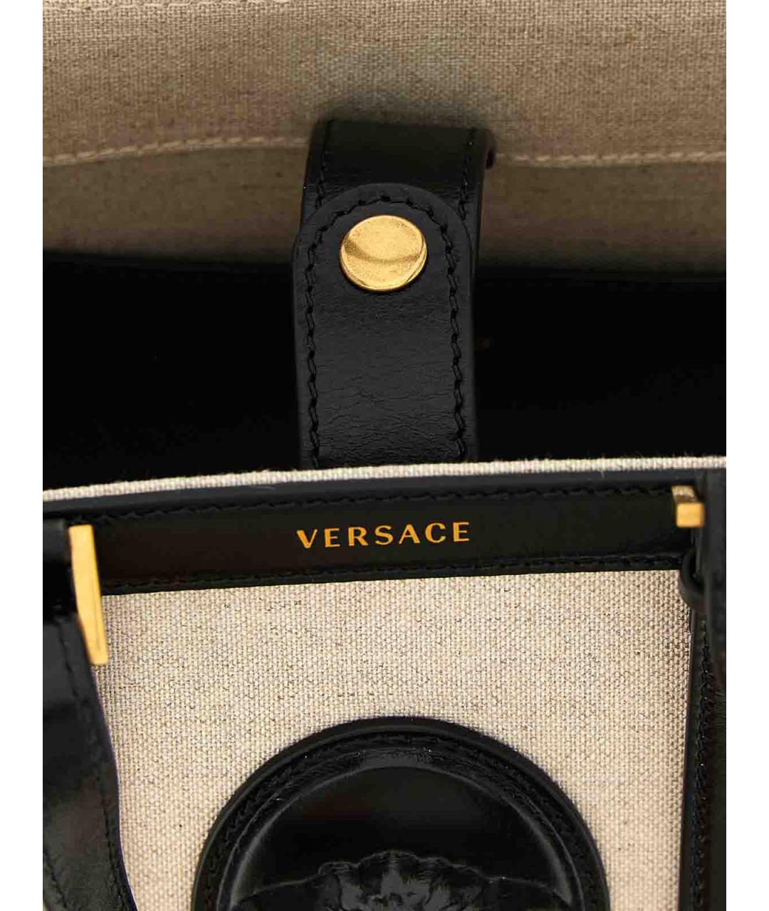 VERSACE Бежевая тканевая сумка тоут, фото 4