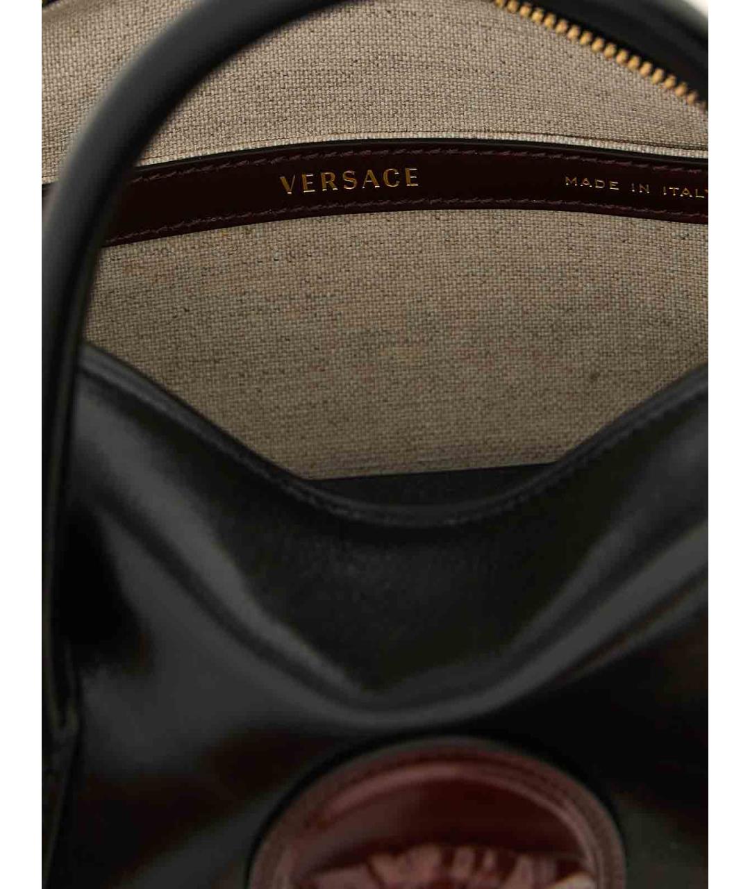 VERSACE Черная кожаная сумка с короткими ручками, фото 4