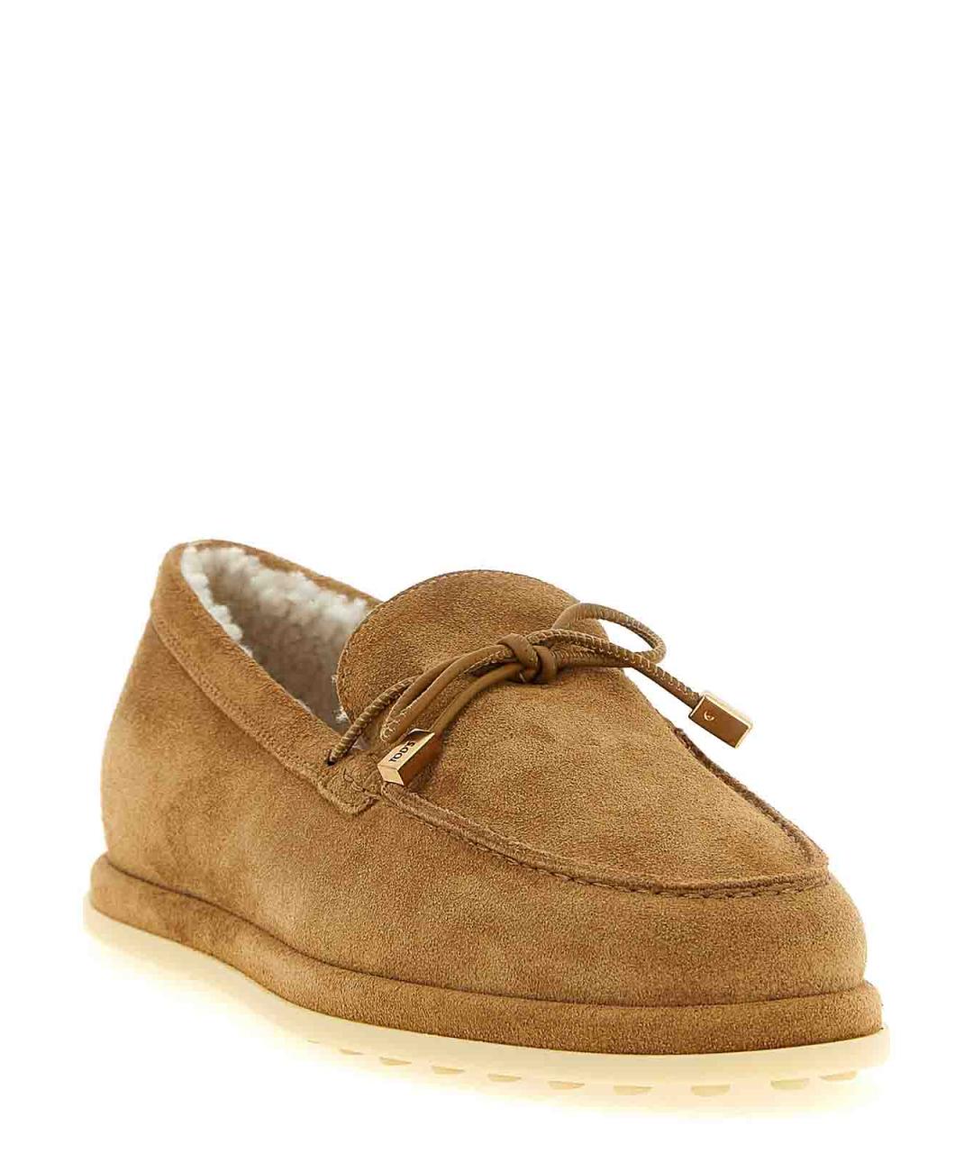 TOD'S Бежевые замшевые лоферы, фото 2