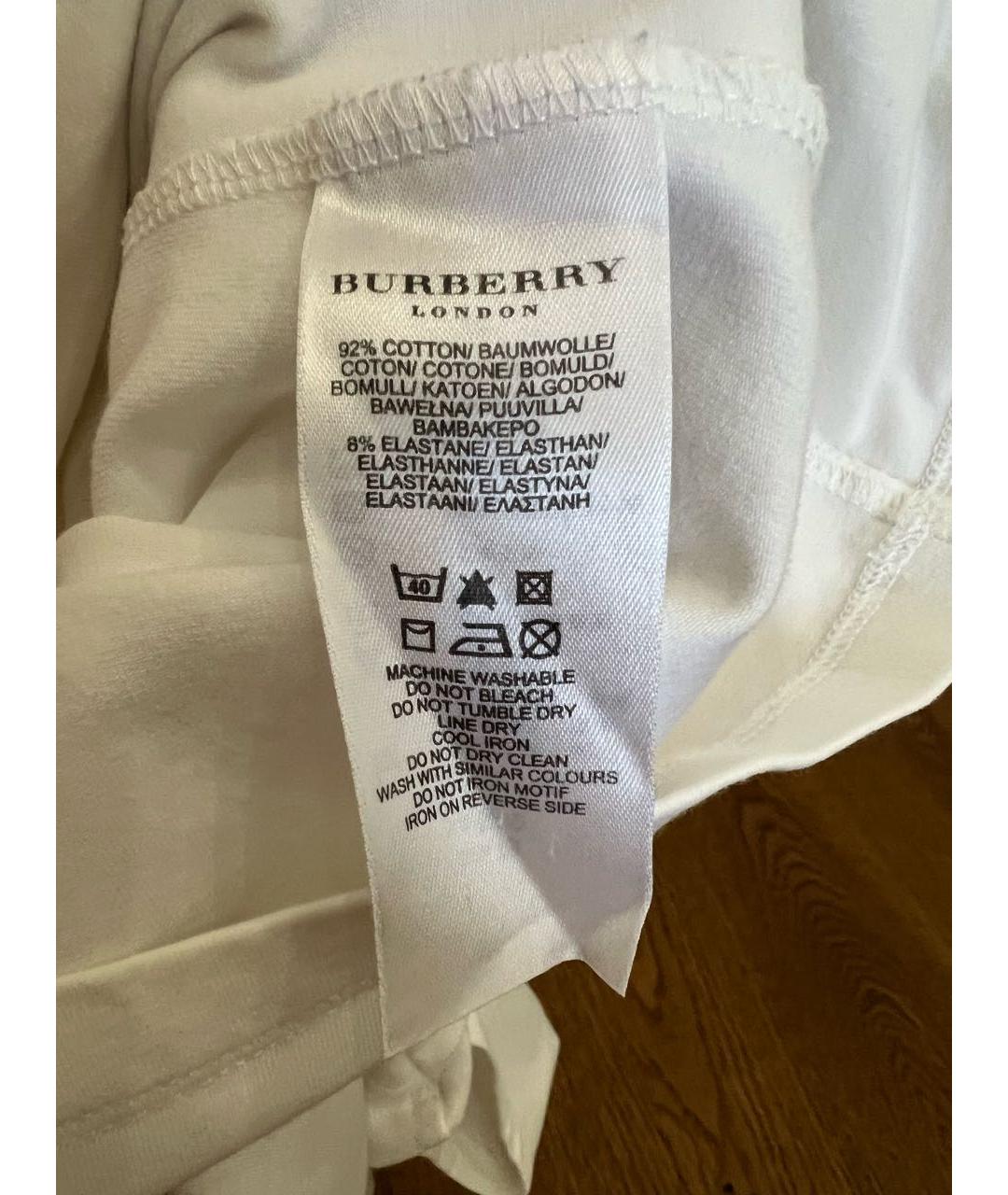 BURBERRY Белая хлопковая футболка, фото 4