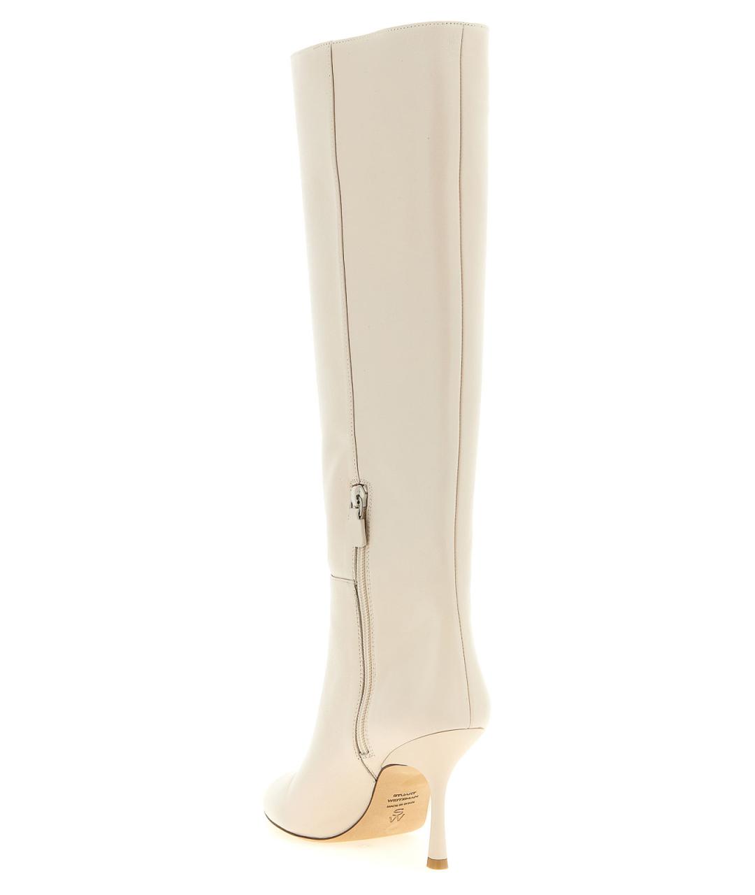 STUART WEITZMAN Белые кожаные сапоги, фото 3
