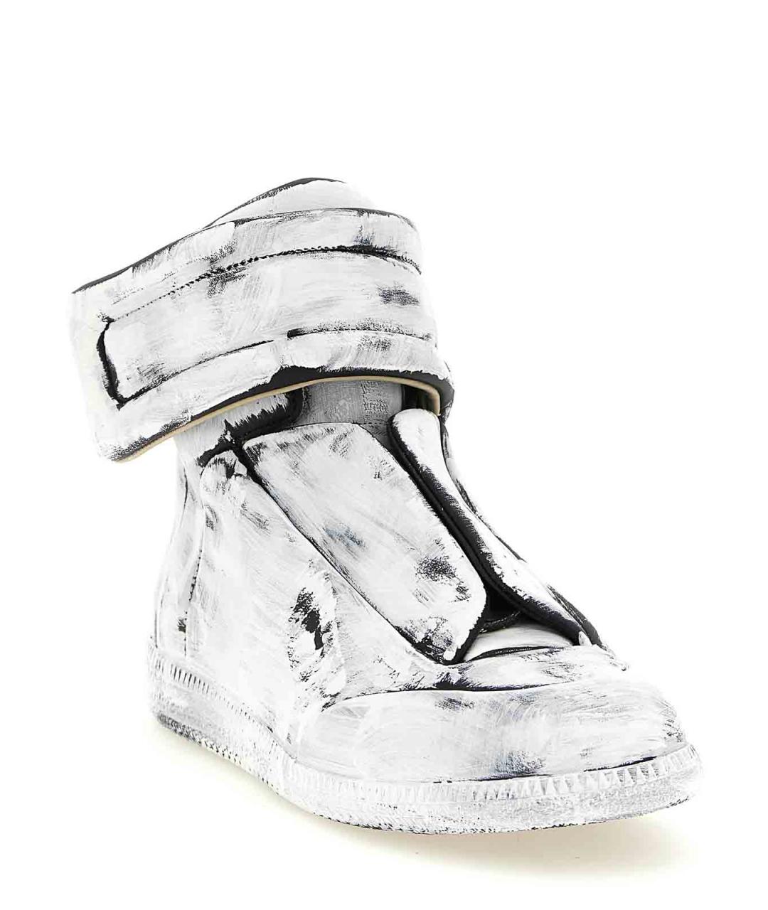 MAISON MARGIELA Белые кожаные высокие кроссовки / кеды, фото 2