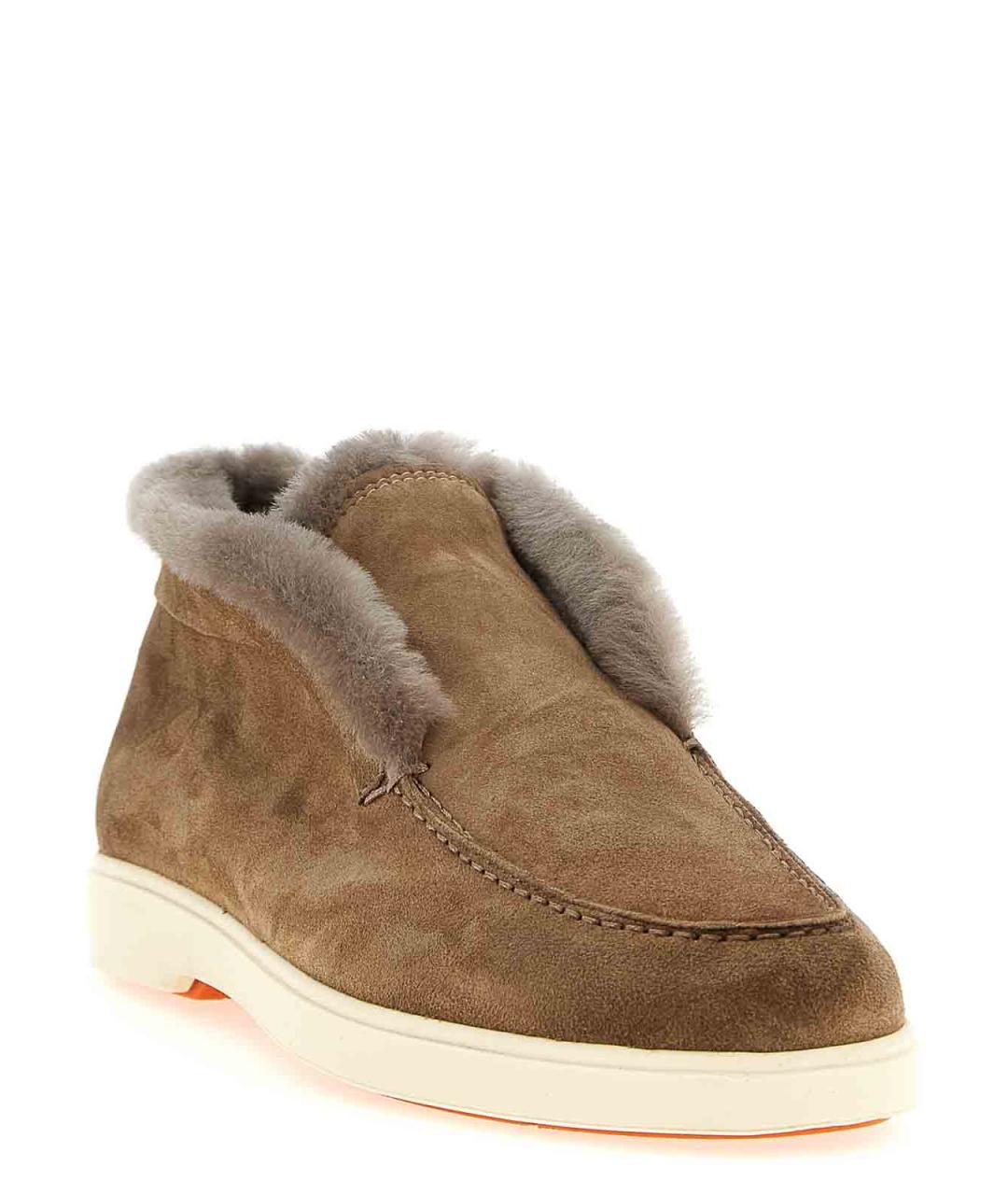 SANTONI Коричневые замшевые ботинки, фото 2