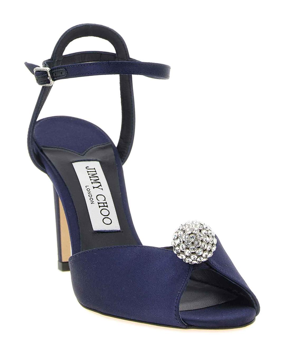 JIMMY CHOO Синие кожаные босоножки, фото 2
