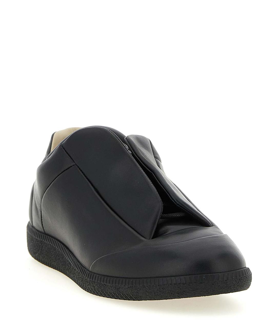 MAISON MARGIELA Черные кожаные низкие кроссовки / кеды, фото 2
