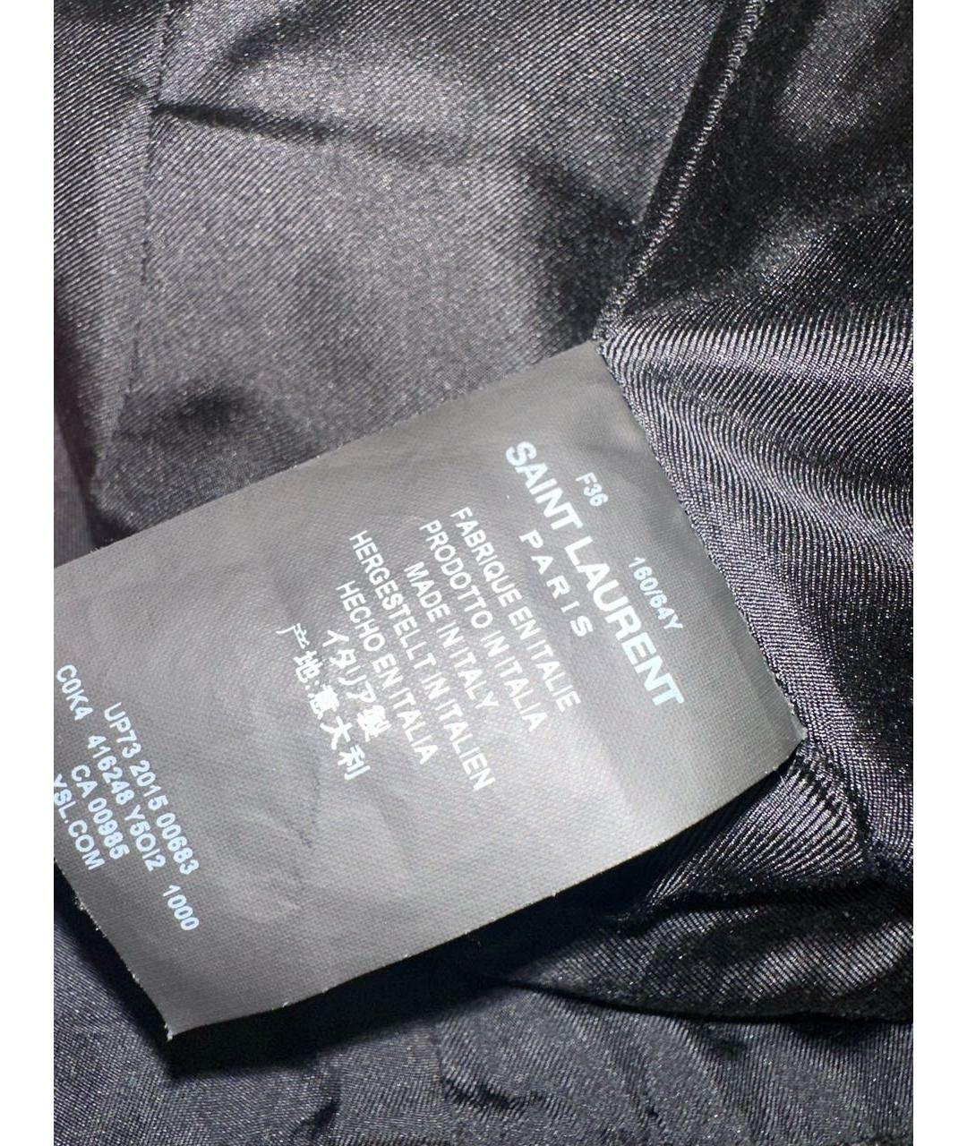 SAINT LAURENT Черная кожаная юбка мини, фото 4
