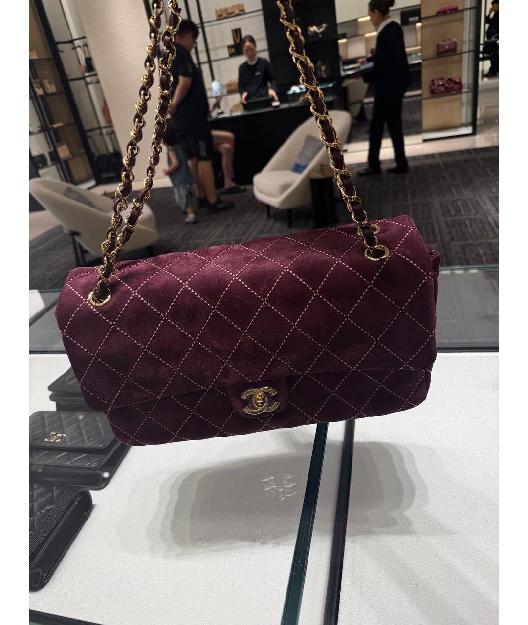 CHANEL Бордовая замшевая сумка через плечо, фото 3