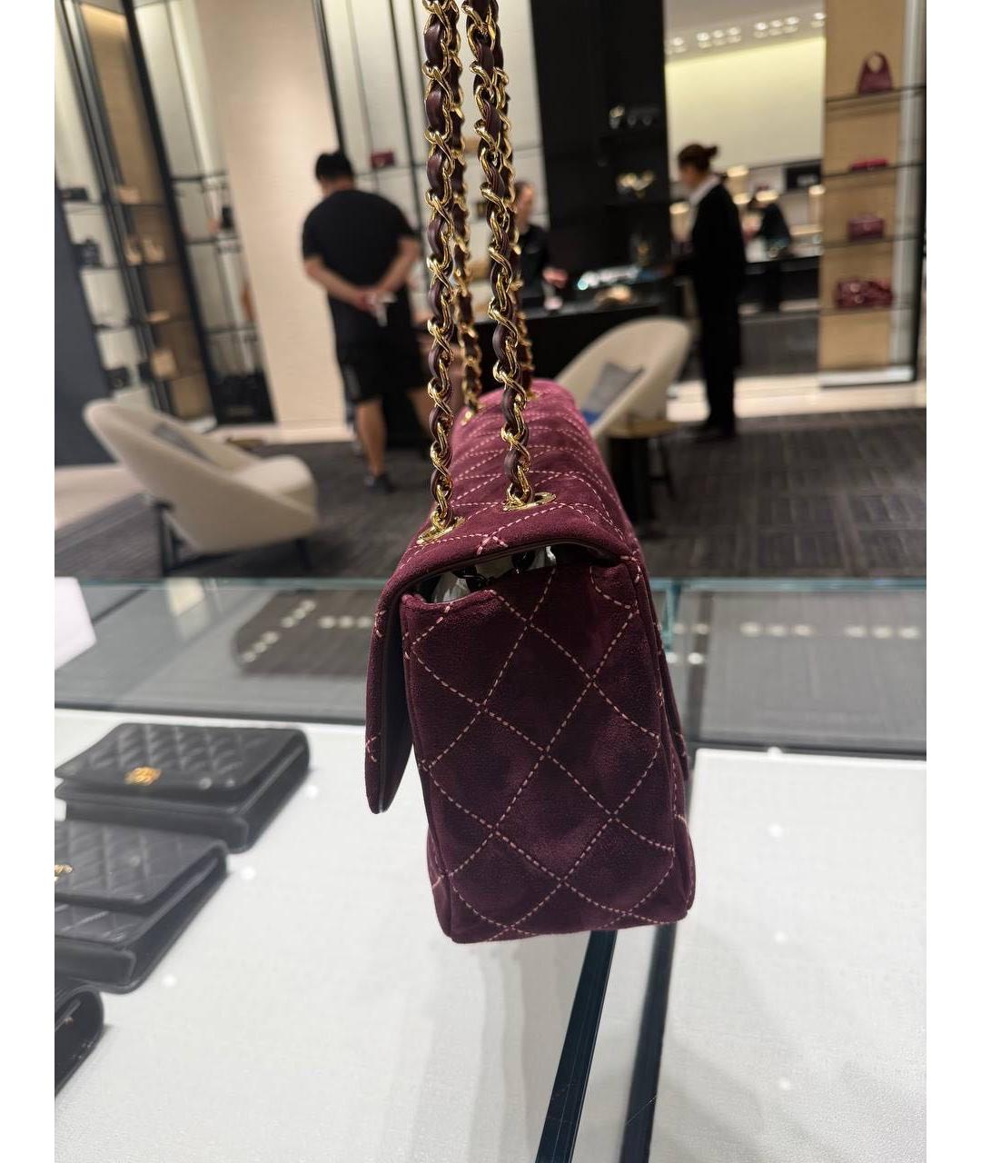 CHANEL Бордовая замшевая сумка через плечо, фото 4