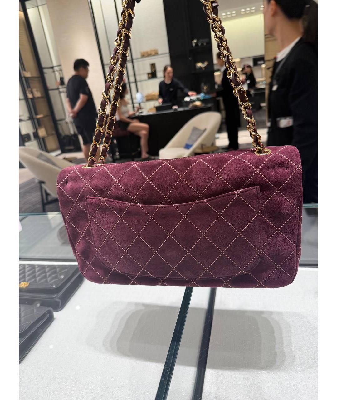 CHANEL Бордовая замшевая сумка через плечо, фото 5
