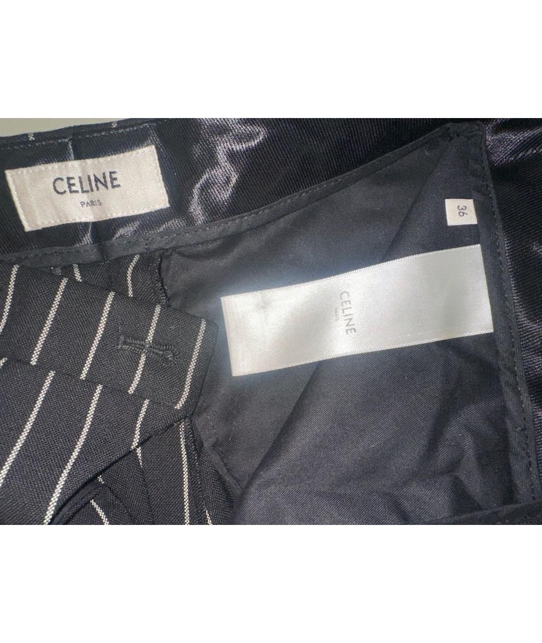 CELINE Черные шерстяные прямые брюки, фото 3