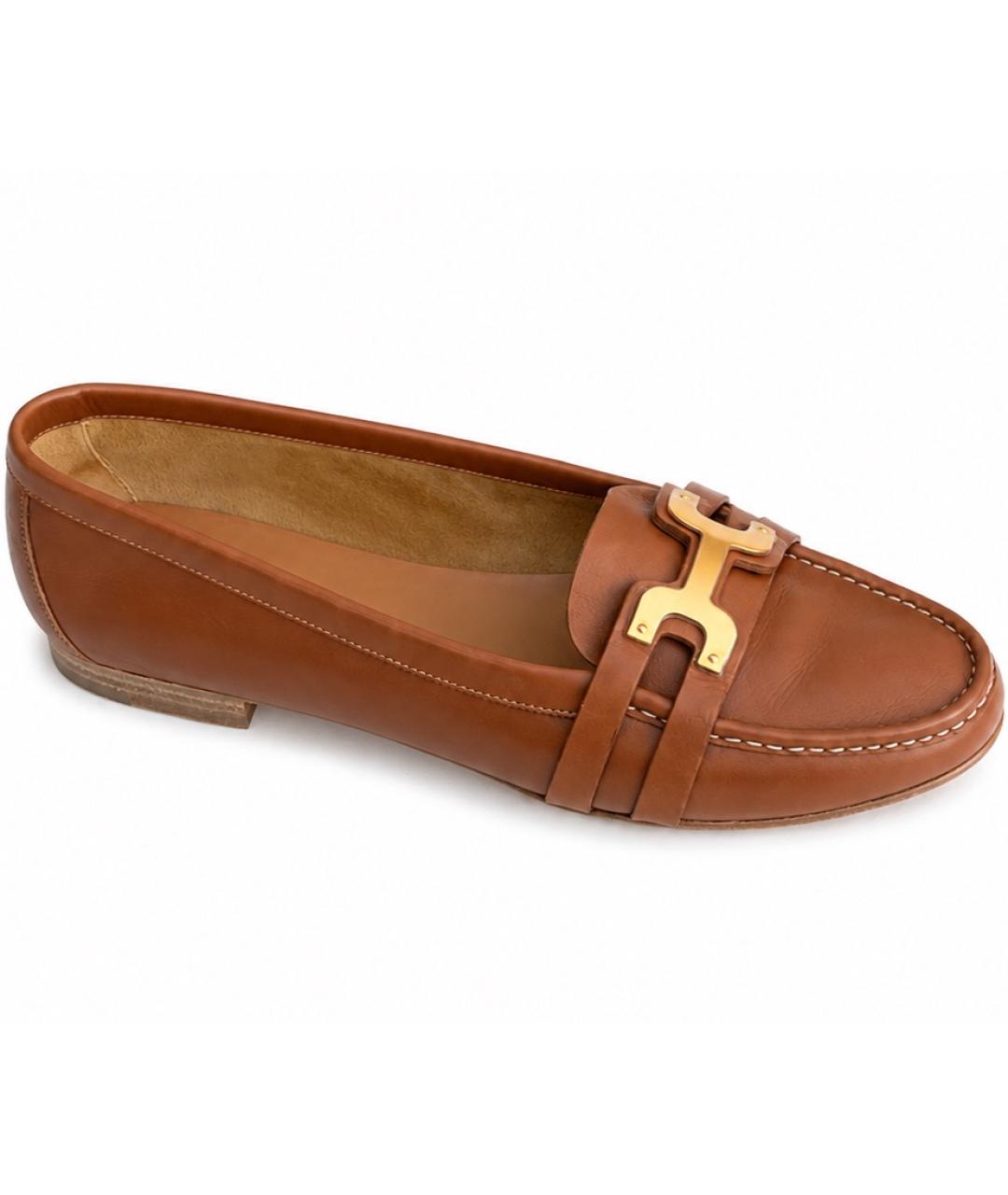 HERMES Коричневые кожаные лоферы, фото 10