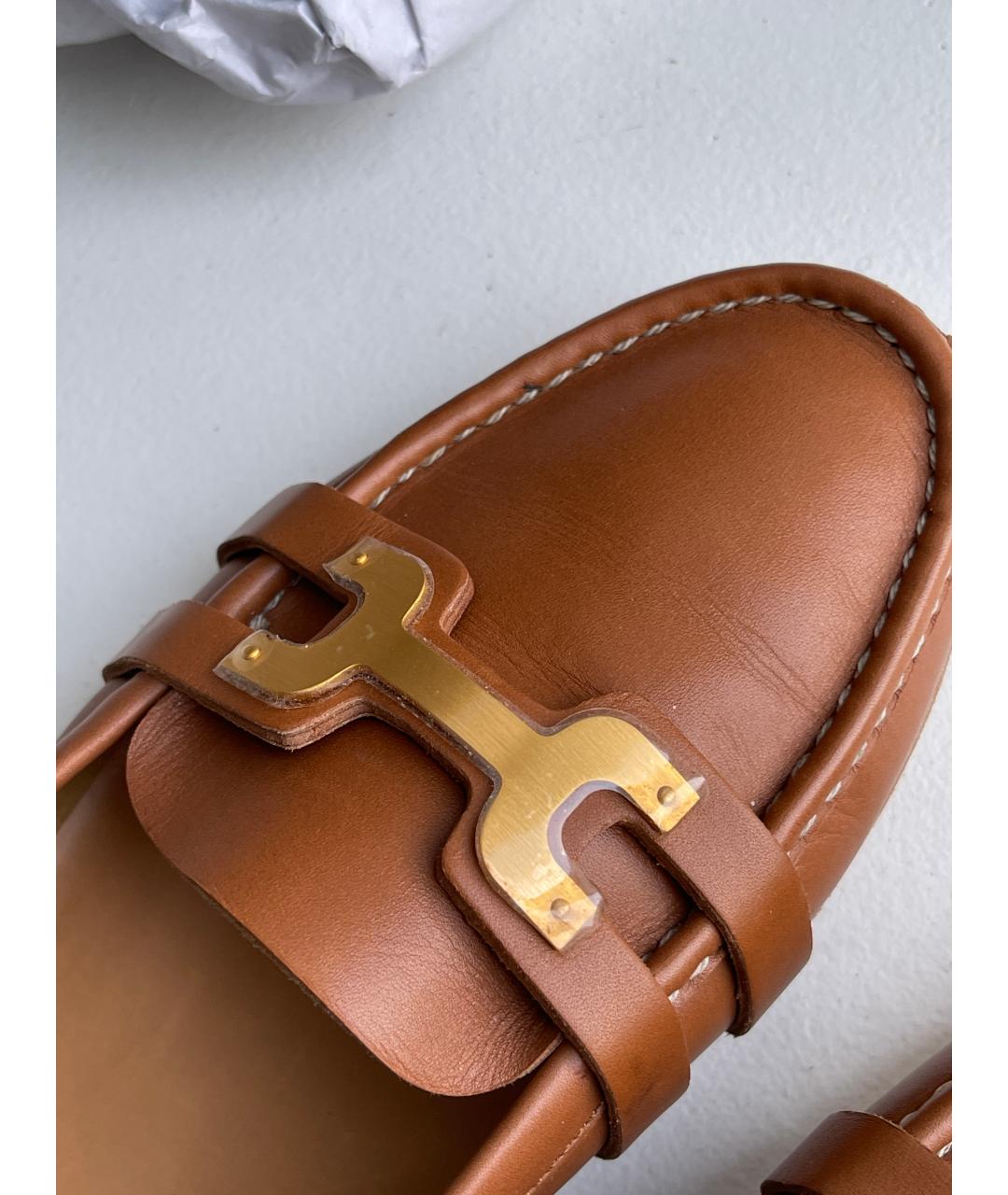 HERMES Коричневые кожаные лоферы, фото 8