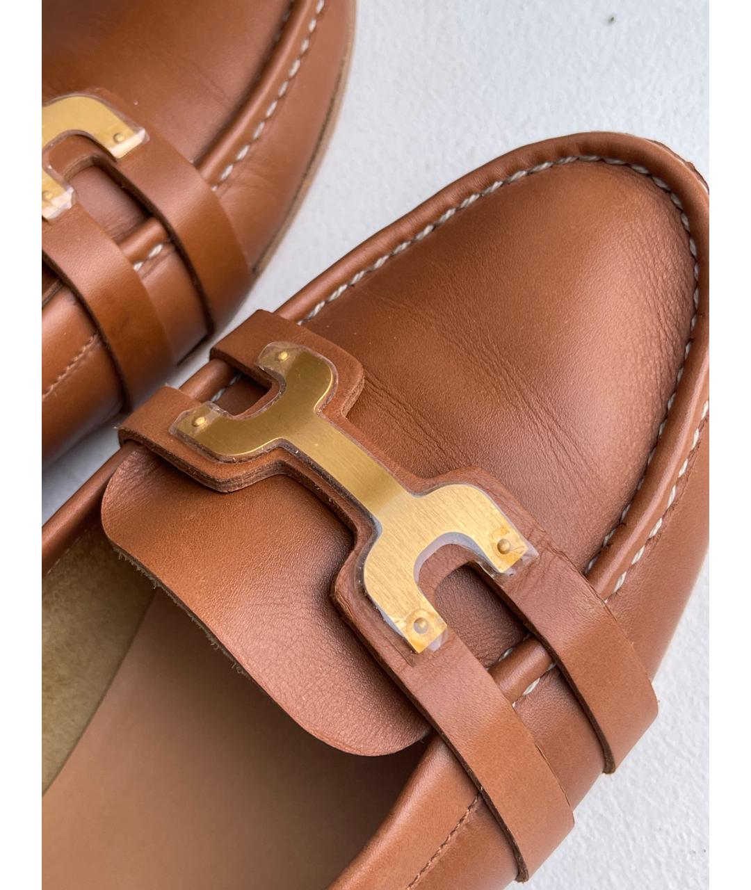 HERMES Коричневые кожаные лоферы, фото 7