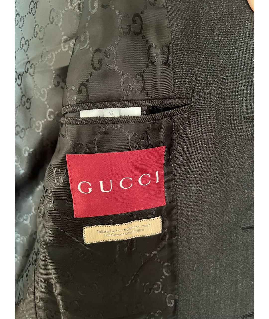 GUCCI Антрацитовый шерстяной жакет/пиджак, фото 3