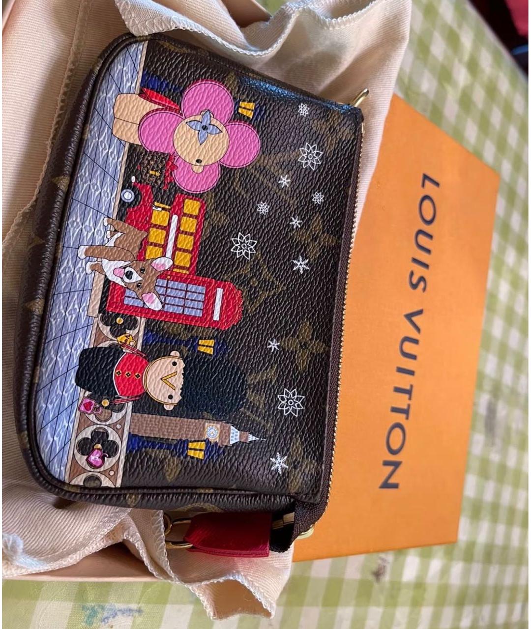 LOUIS VUITTON Коричневая сумка с короткими ручками из искусственной кожи, фото 5