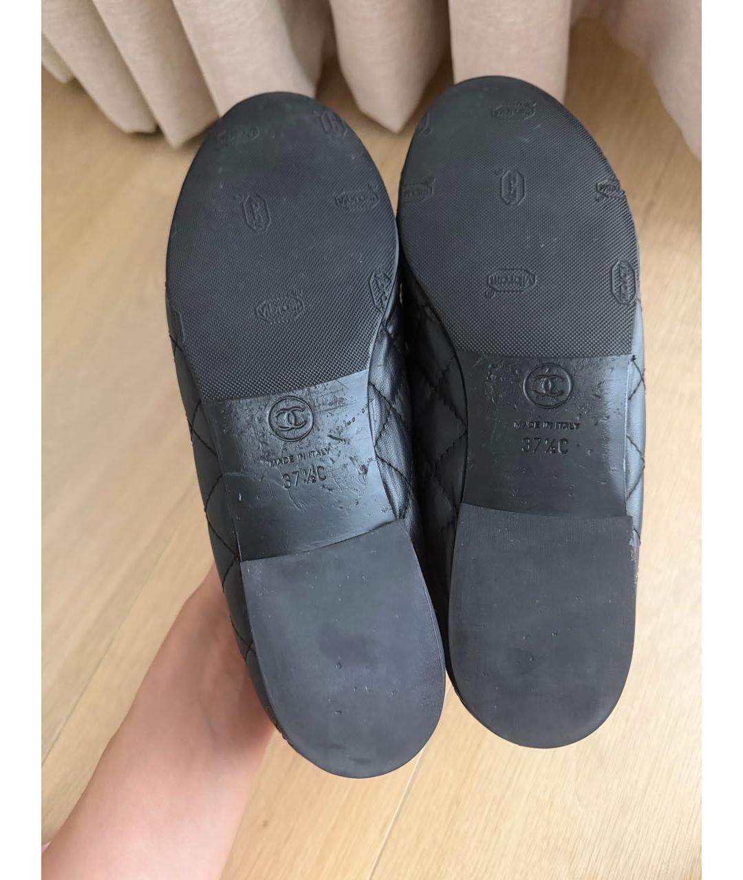 CHANEL Черные кожаные балетки, фото 5