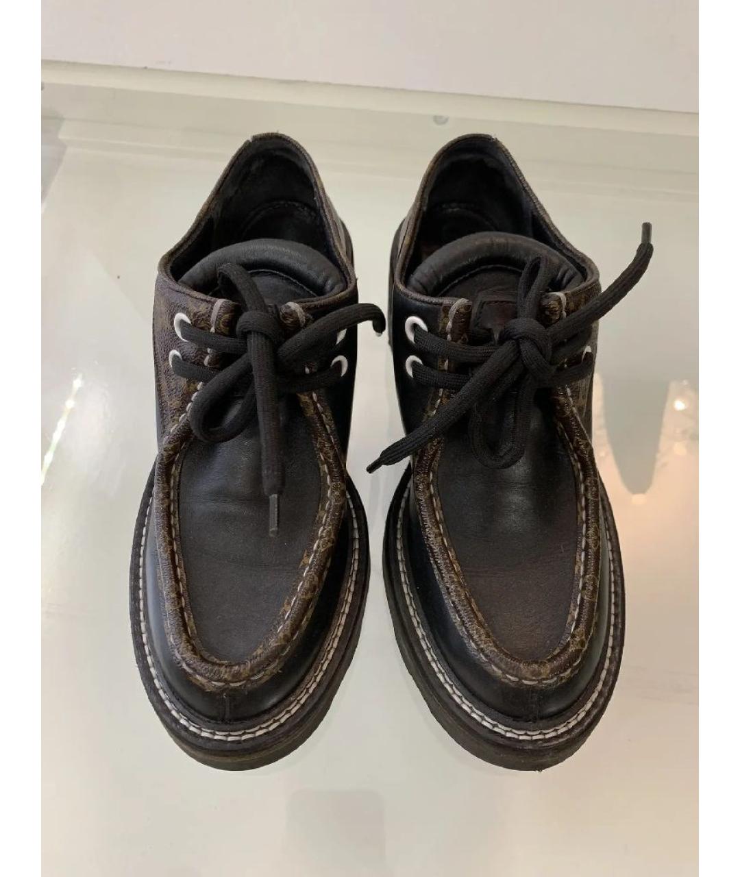 LOUIS VUITTON Черные кожаные брогги и оксфорды, фото 2