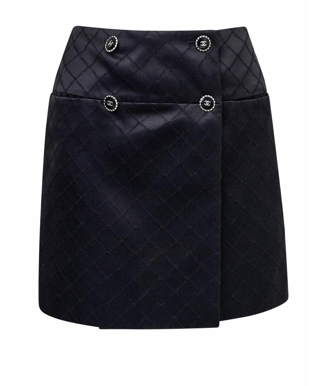CHANEL Черная хлопковая юбка мини, фото 1