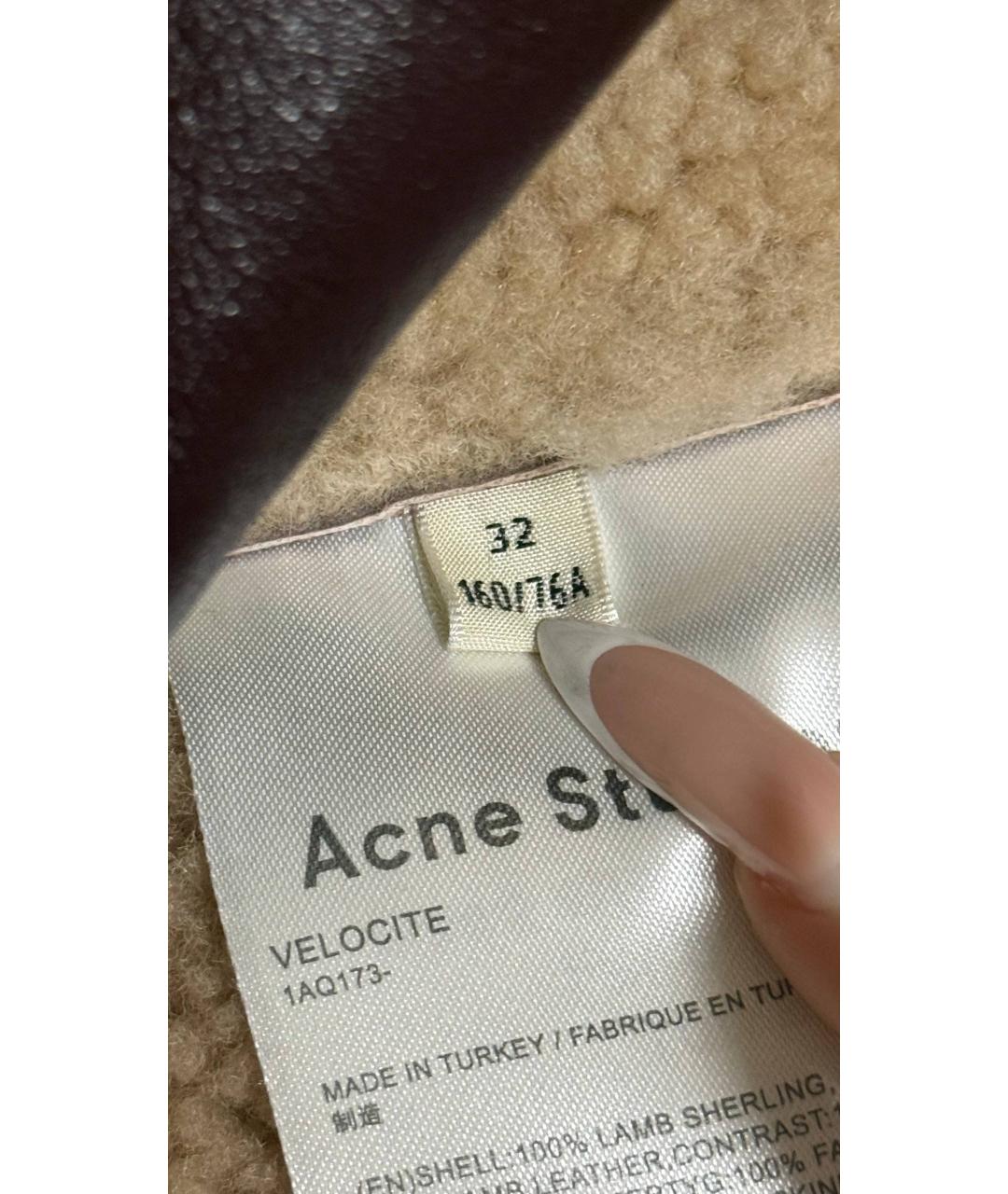 ACNE STUDIOS Бордовая кожаная дубленка, фото 6