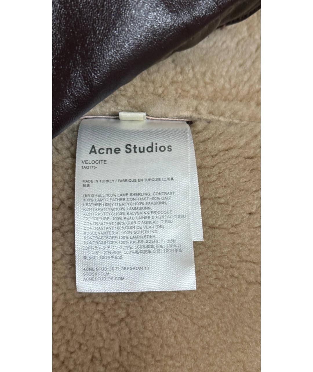 ACNE STUDIOS Бордовая кожаная дубленка, фото 5