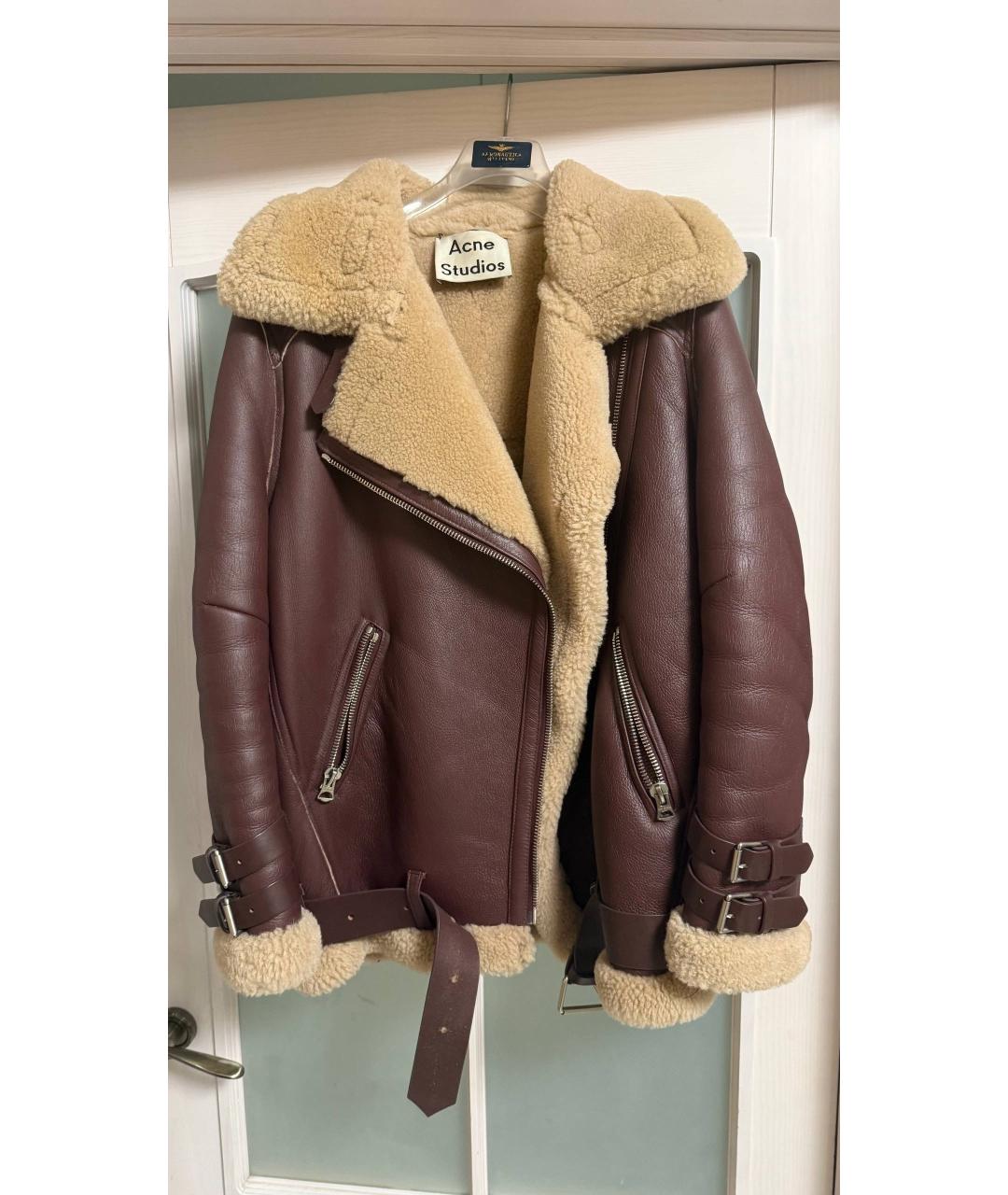 ACNE STUDIOS Бордовая кожаная дубленка, фото 7
