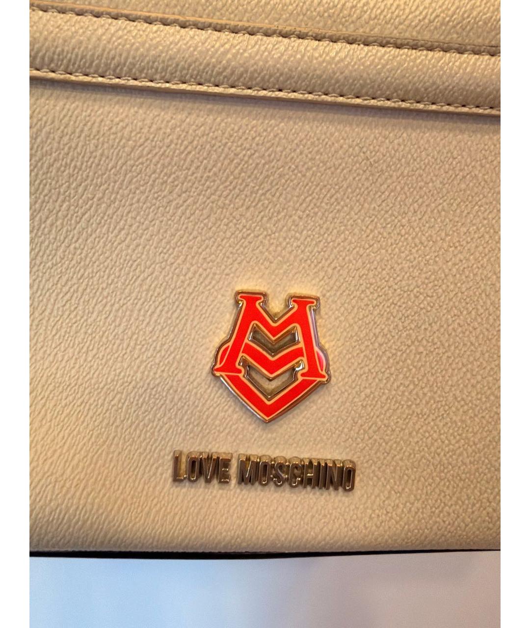 LOVE MOSCHINO Бежевая кожаная сумка через плечо, фото 5