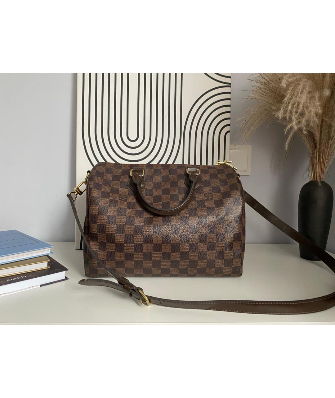 LOUIS VUITTON Коричневая сумка с короткими ручками из канвы, фото 9