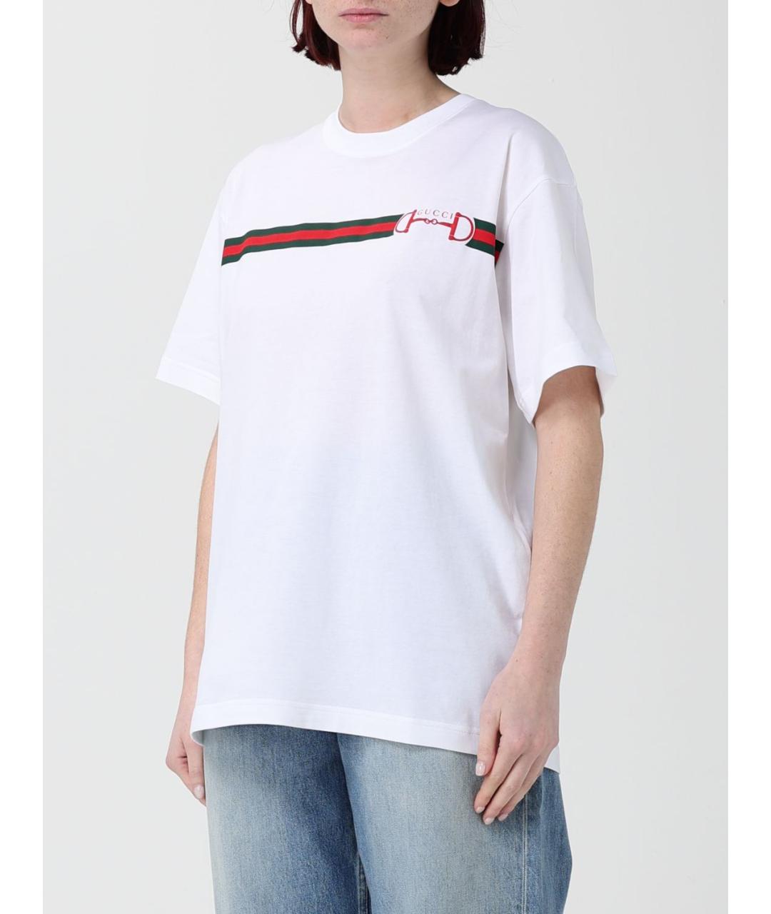 GUCCI Белая хлопковая футболка, фото 4