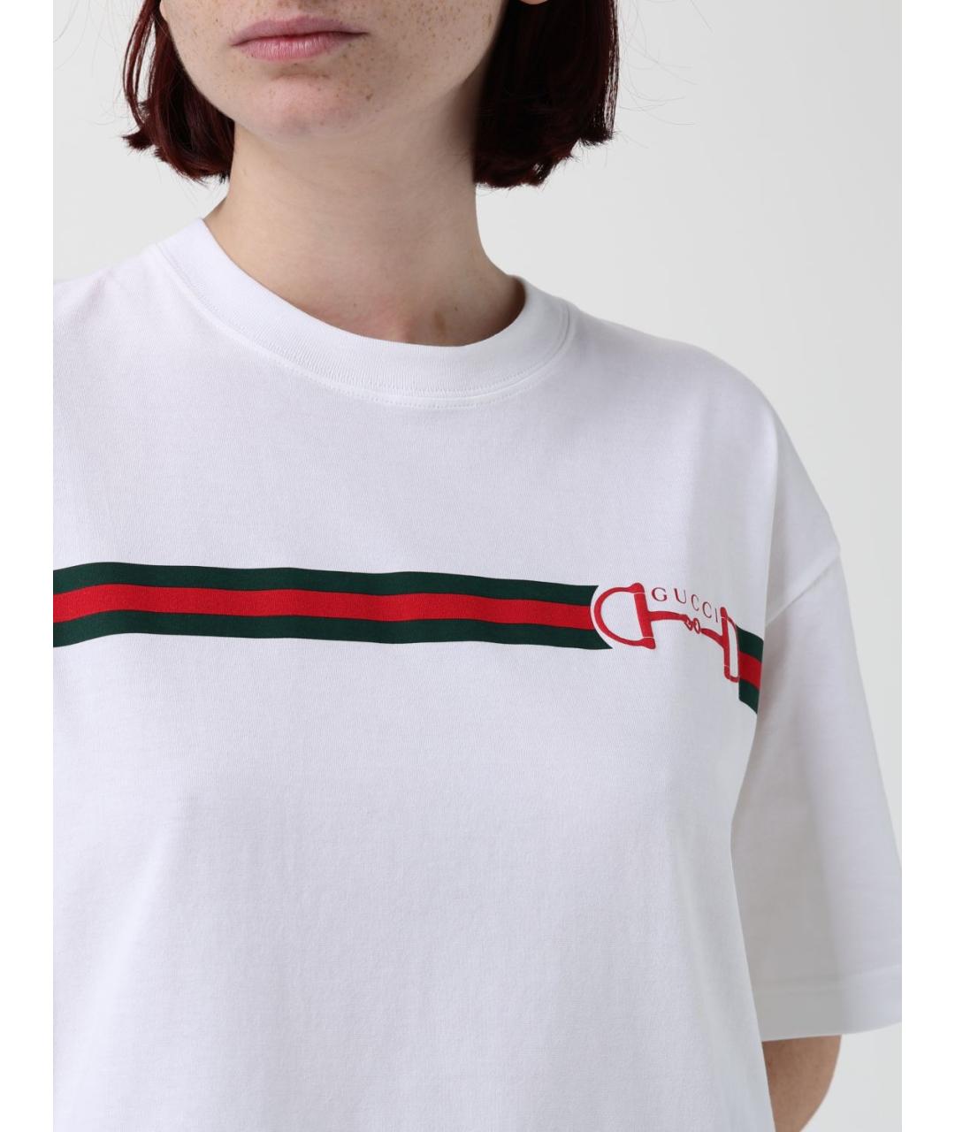 GUCCI Белая хлопковая футболка, фото 5