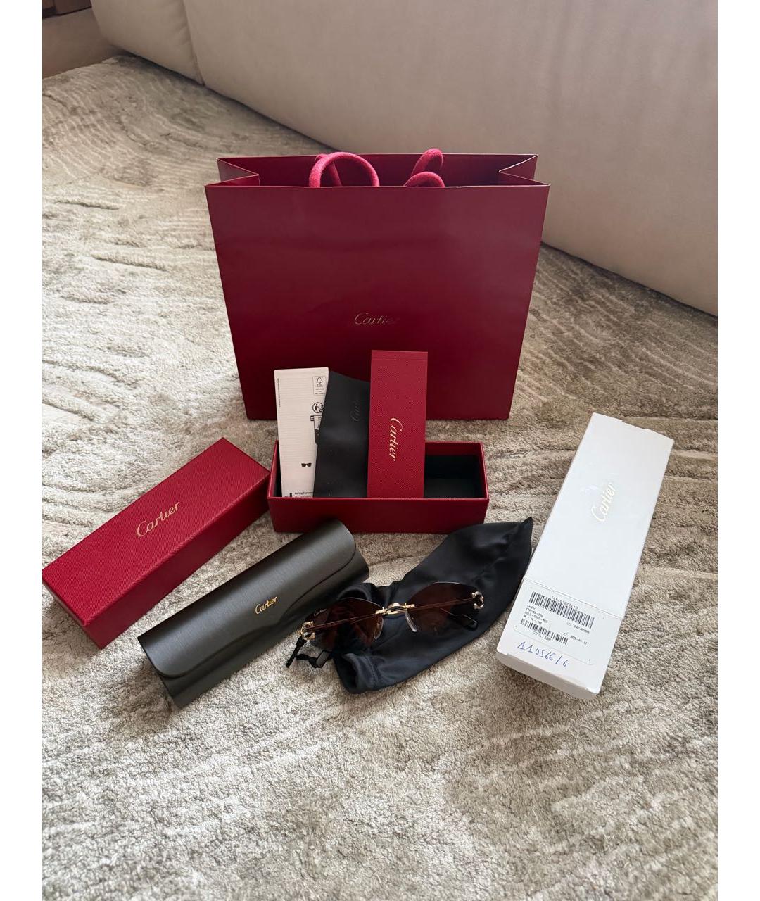 CARTIER Золотые металлические солнцезащитные очки, фото 4