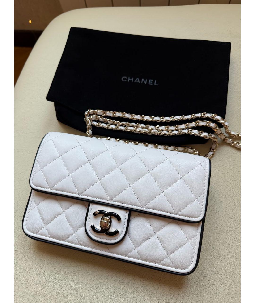 CHANEL Белая кожаная сумка через плечо, фото 3