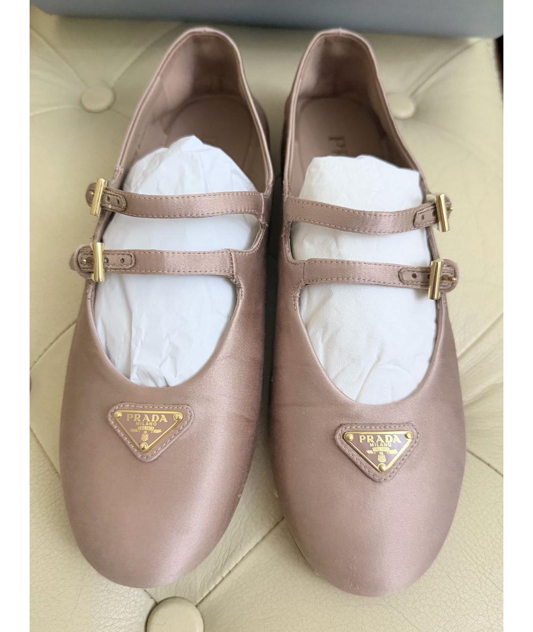 PRADA Розовые текстильные балетки, фото 3