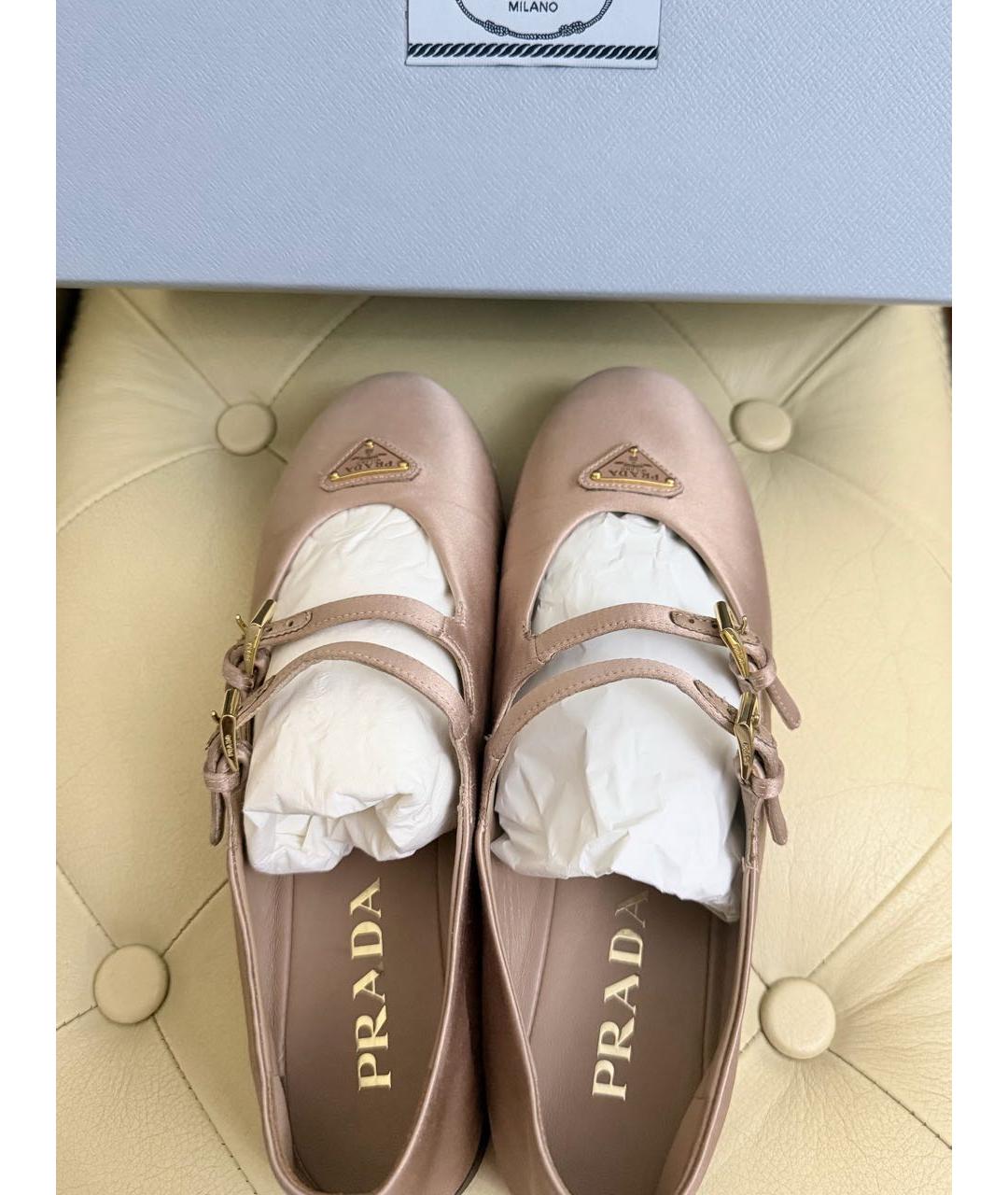 PRADA Розовые текстильные балетки, фото 4
