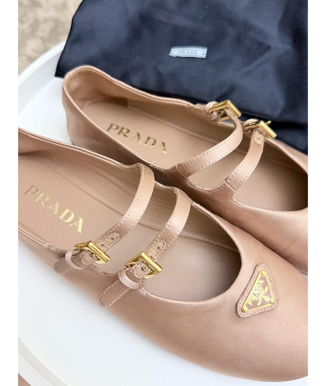 PRADA Розовые текстильные балетки, фото 7