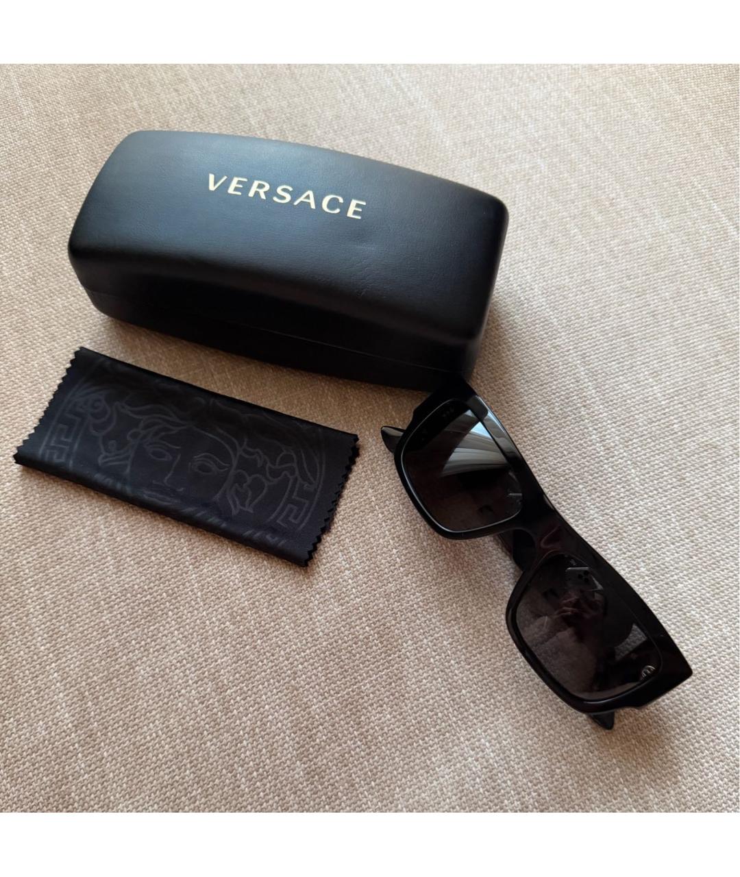 VERSACE Черные пластиковые солнцезащитные очки, фото 6