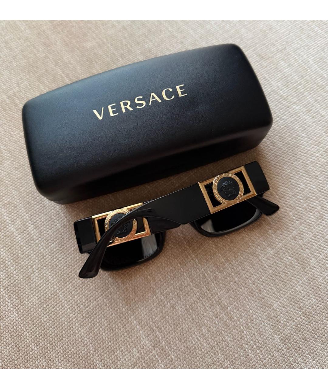 VERSACE Черные пластиковые солнцезащитные очки, фото 5