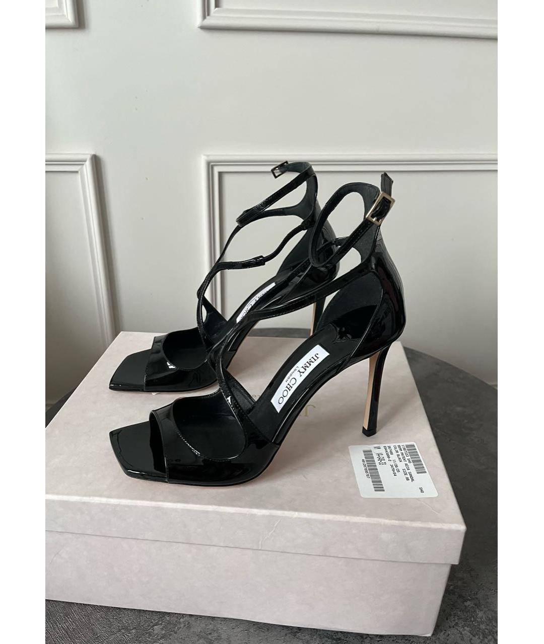 JIMMY CHOO Черные босоножки из лакированной кожи, фото 5