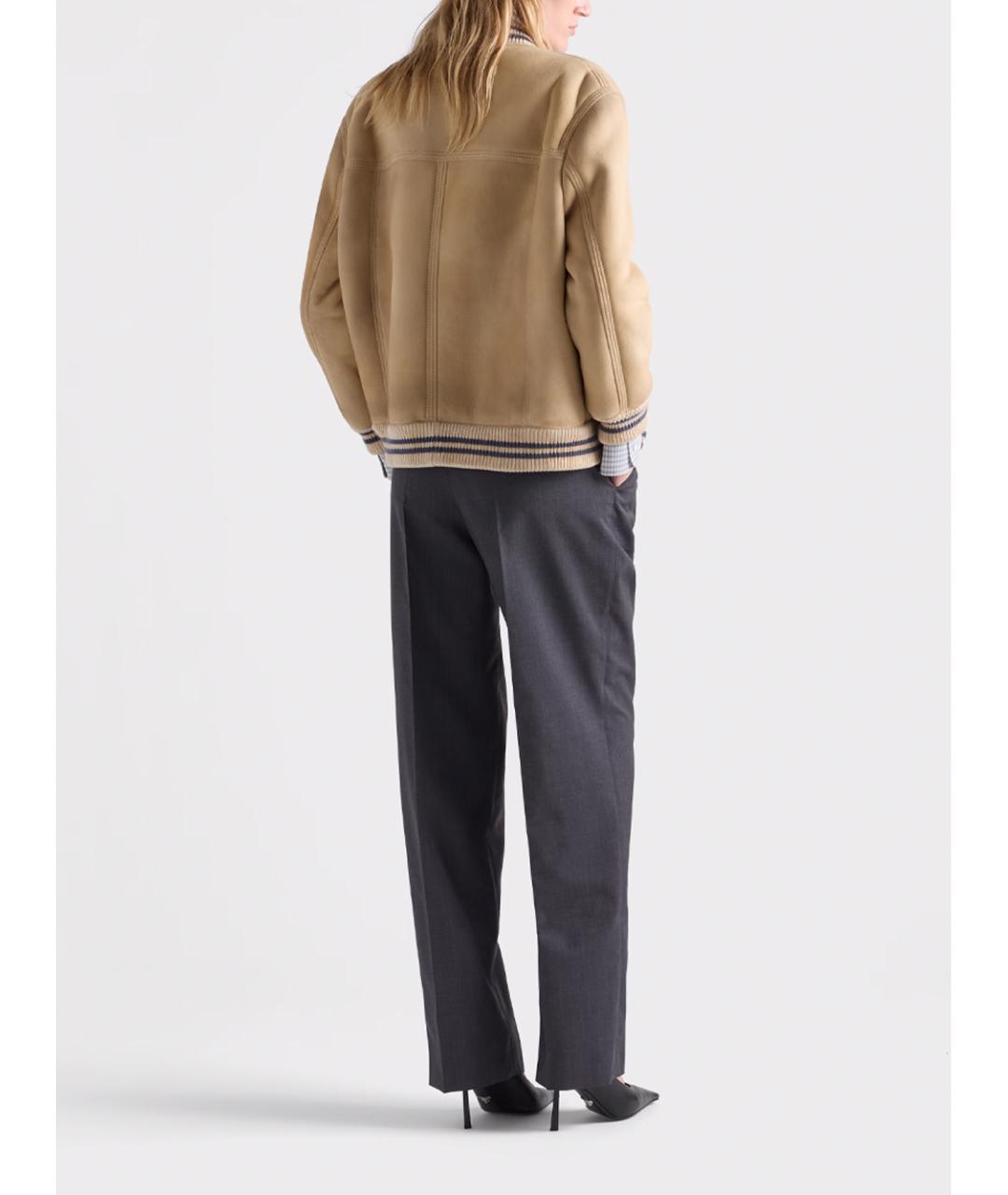PRADA Антрацитовые шерстяные прямые брюки, фото 3