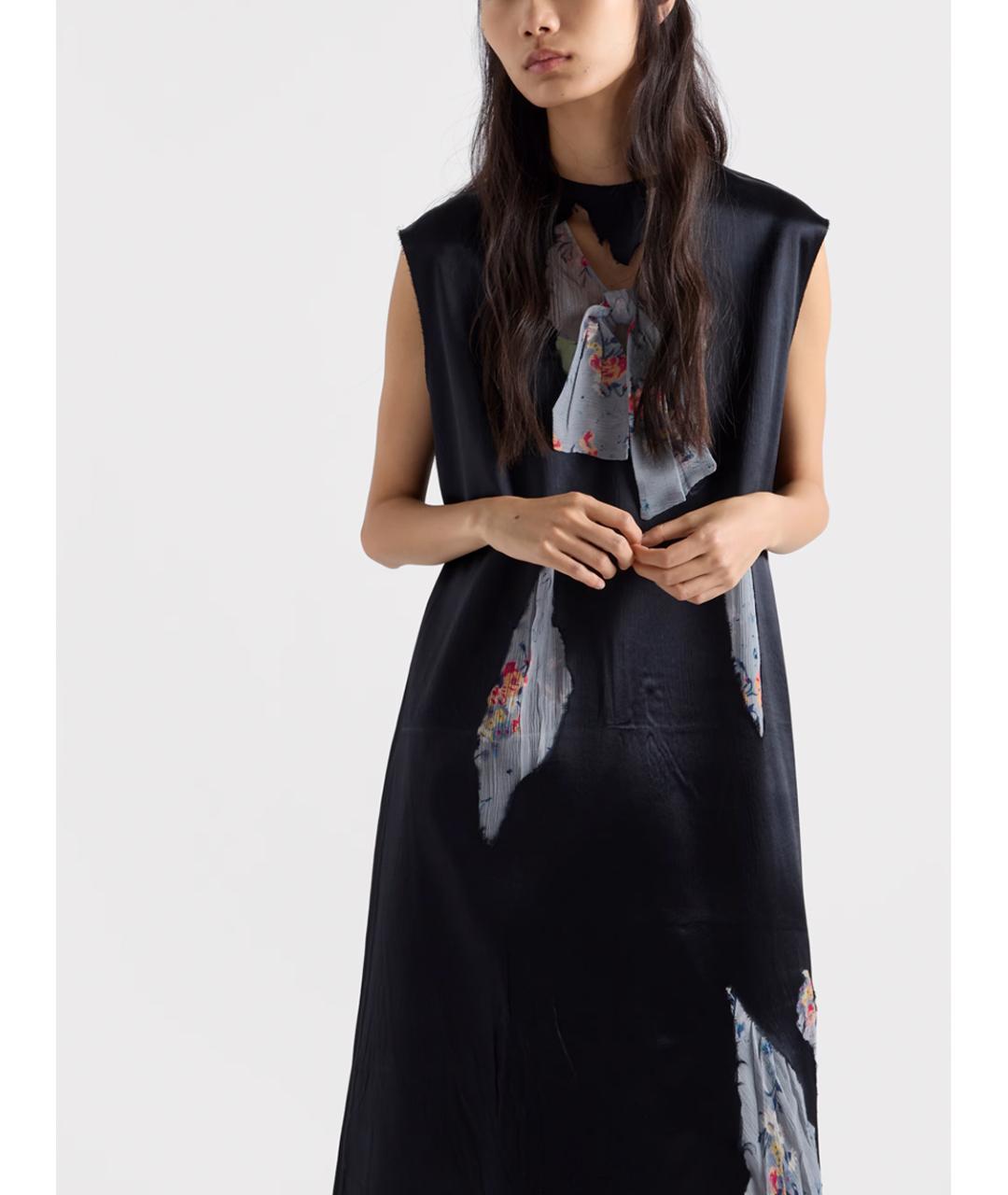 PRADA Черное вискозное повседневное платье, фото 4