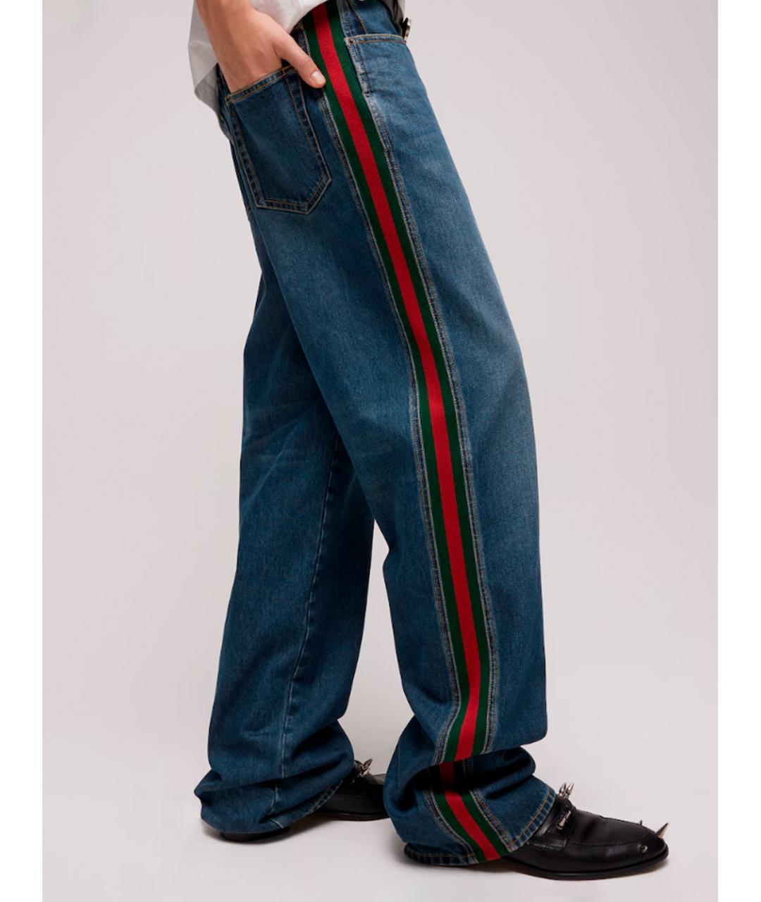 GUCCI Синие хлопковые прямые джинсы, фото 4