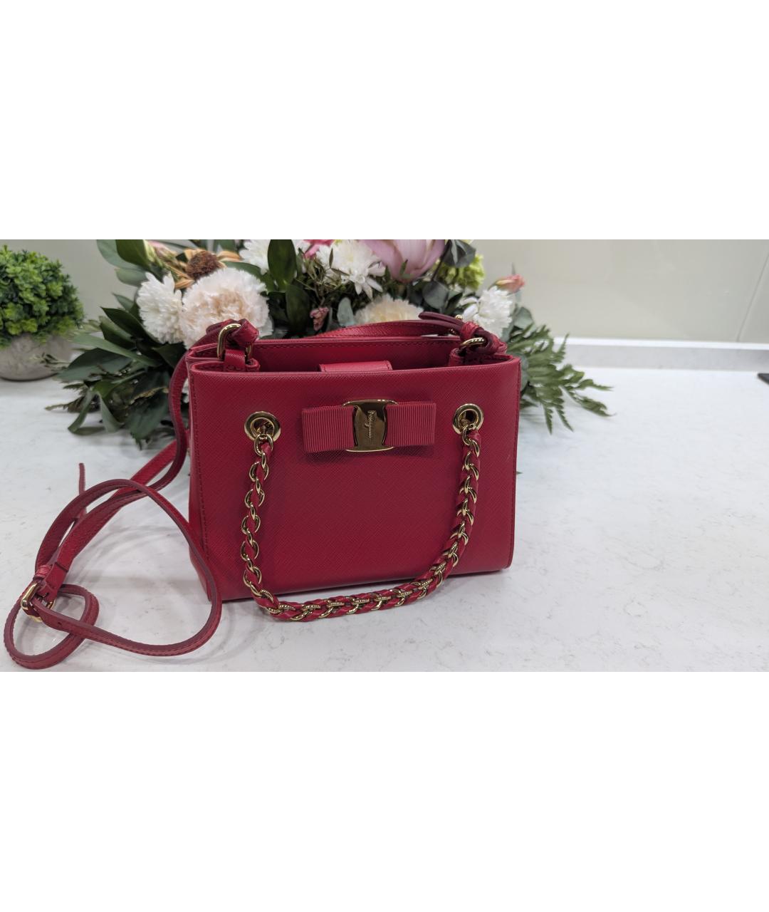 FERRAGAMO Красная кожаная сумка тоут, фото 10