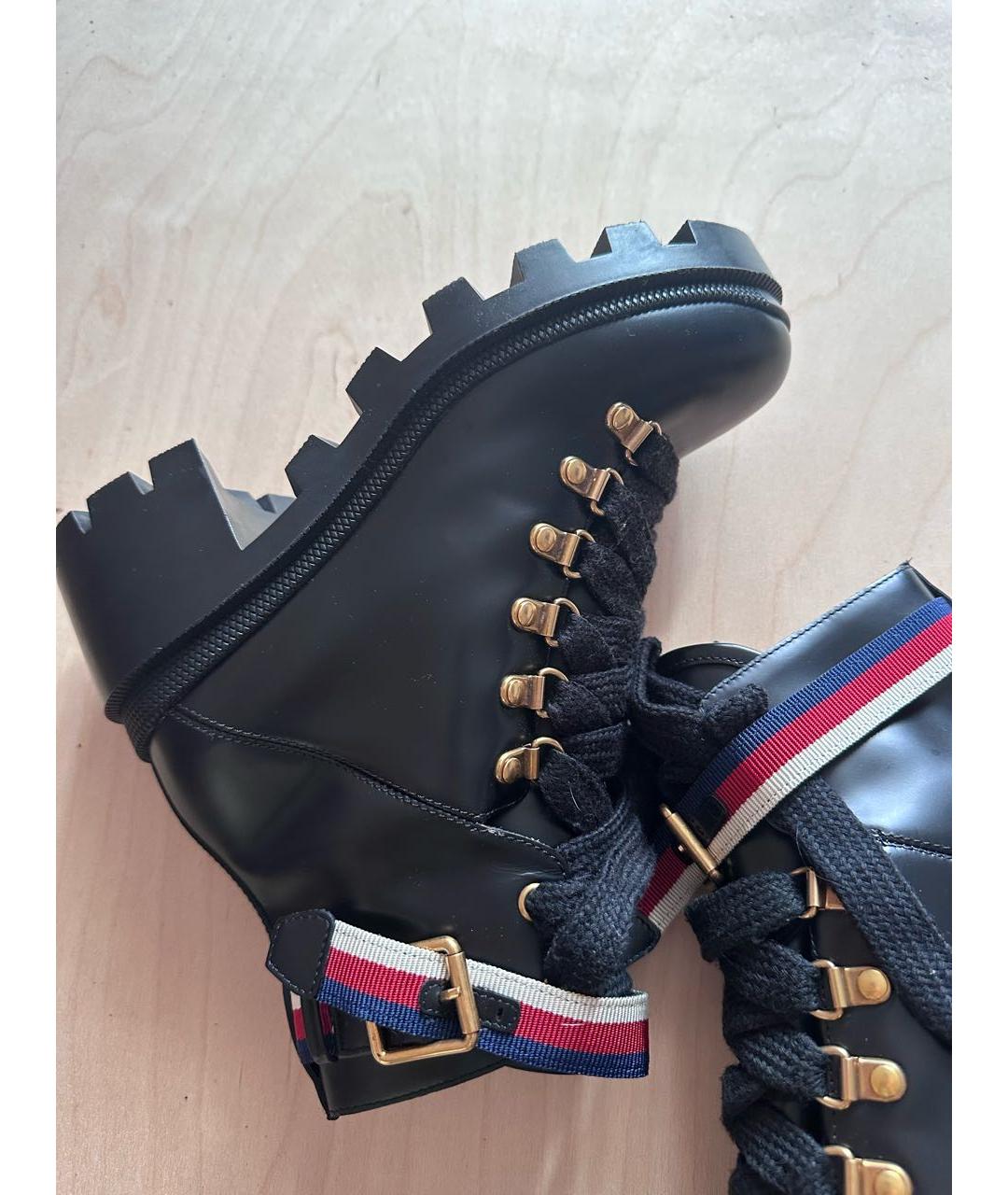 GUCCI Черные кожаные ботинки, фото 2