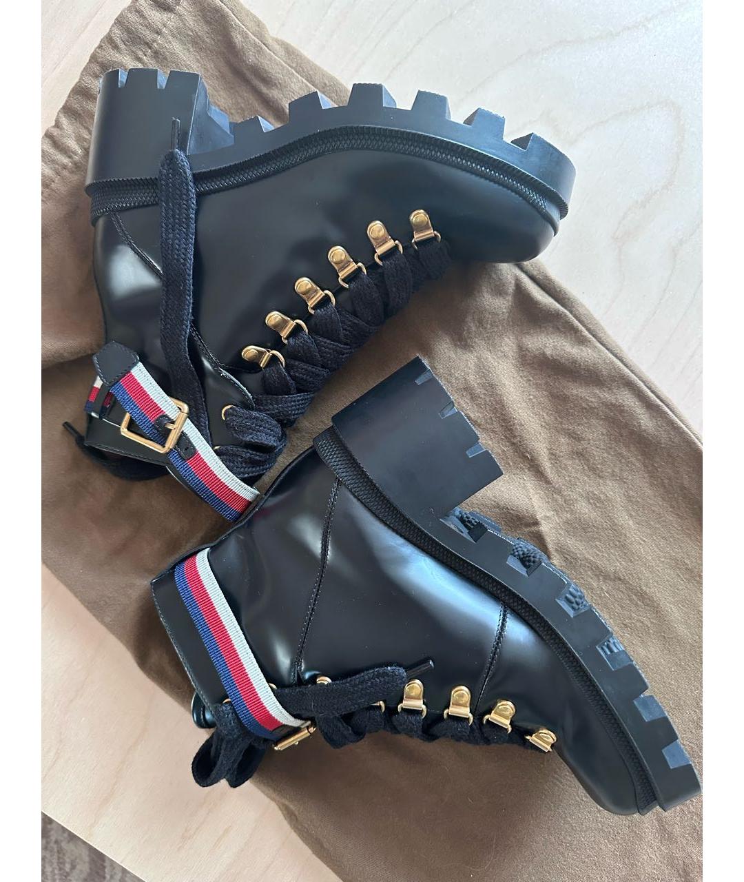 GUCCI Черные кожаные ботинки, фото 8
