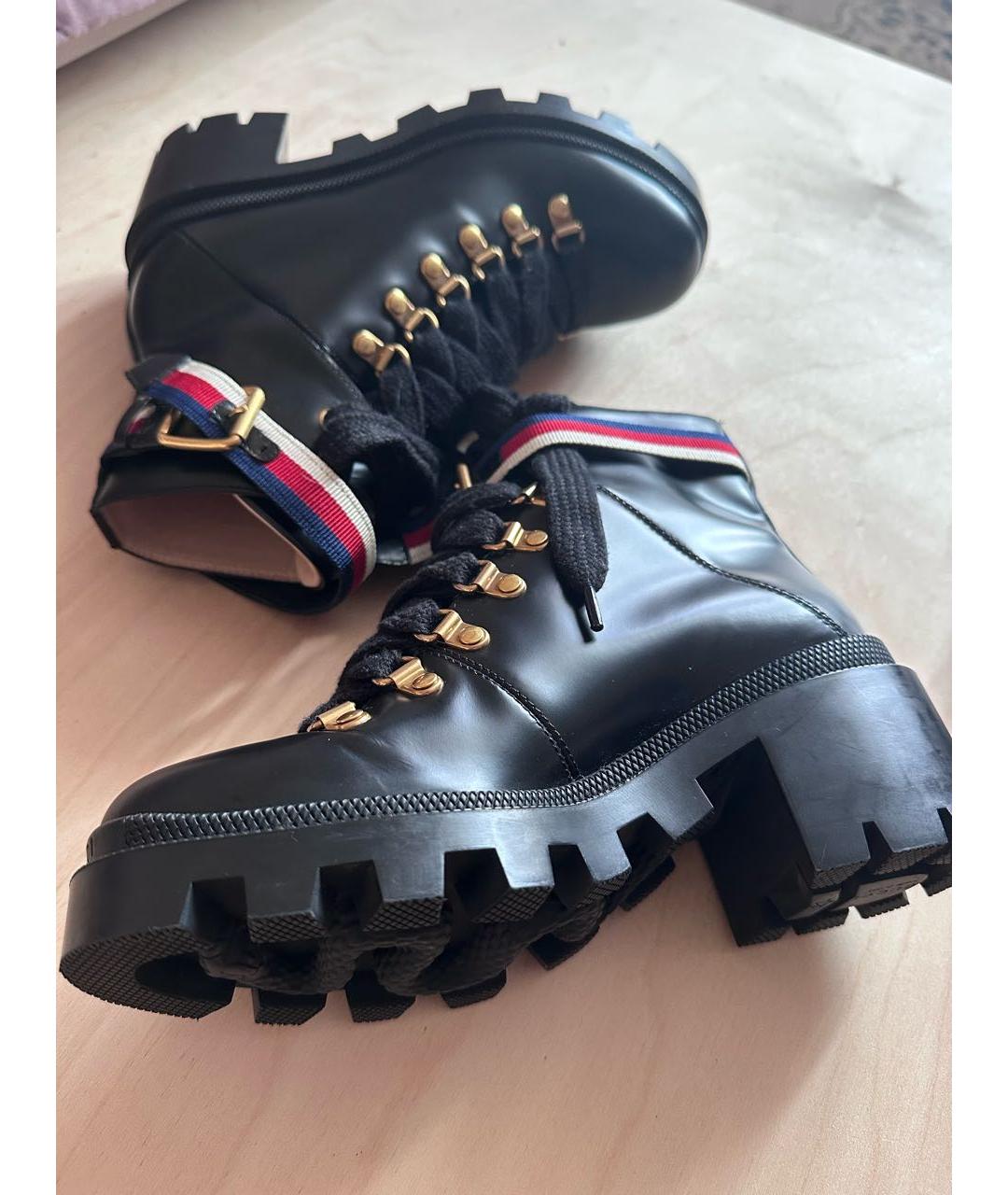 GUCCI Черные кожаные ботинки, фото 3