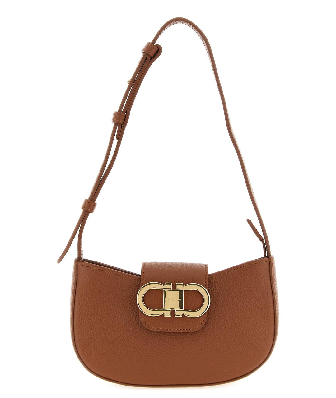 FERRAGAMO Коричневая кожаная сумка через плечо, фото 1