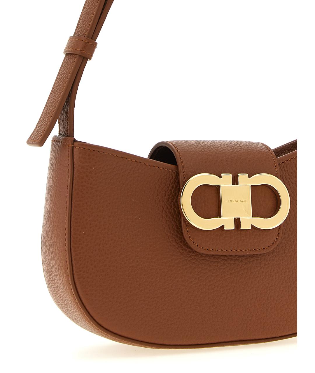 FERRAGAMO Коричневая кожаная сумка через плечо, фото 3