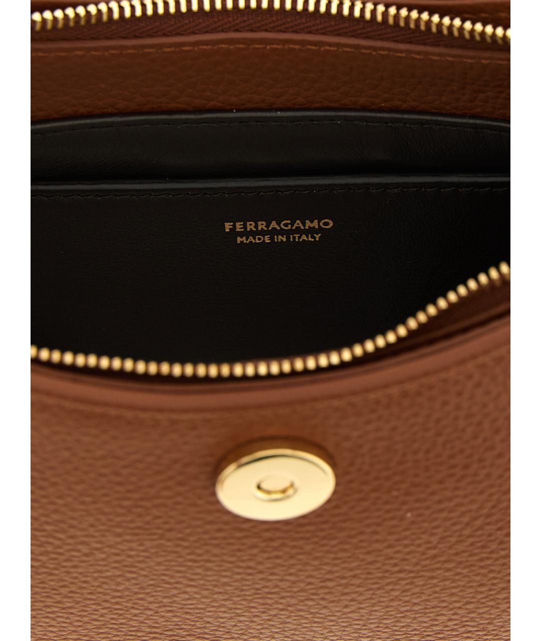 FERRAGAMO Коричневая кожаная сумка через плечо, фото 4