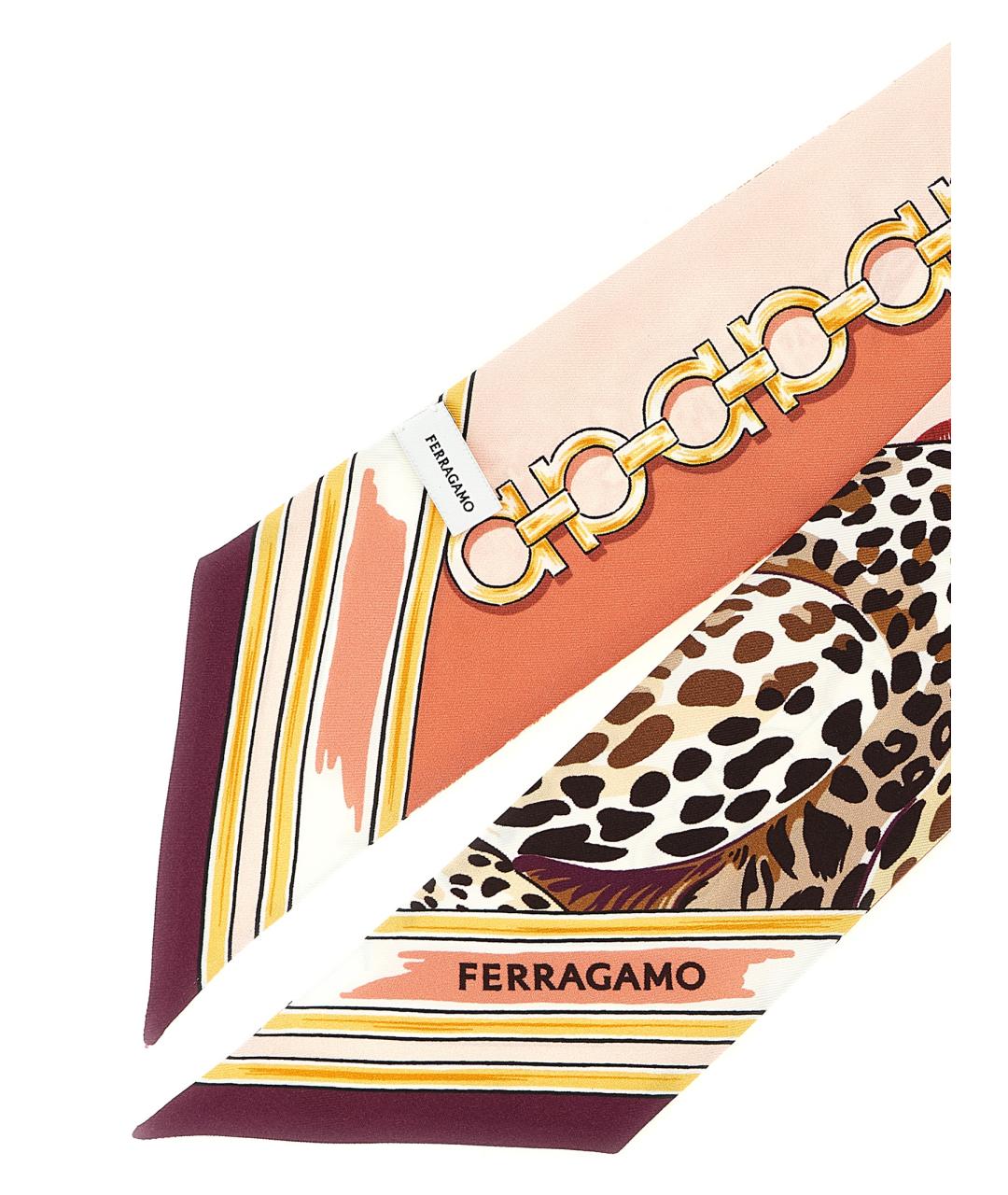 FERRAGAMO Розовый шелковый шарф, фото 3
